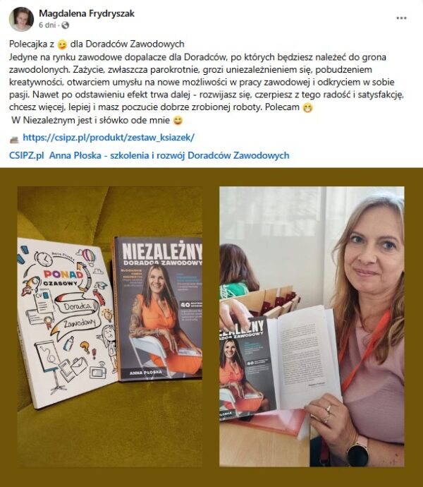 niezalezny-doradca-zawodowy-anna-ploska-opinie-magdalena-frydryszak Książka "Niezależny Doradca Zawodowy" + webinar o pieniądzach i zarabianiu